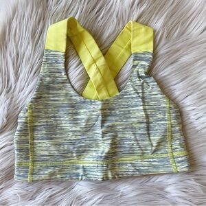 Lululemon yellow striped sports bra